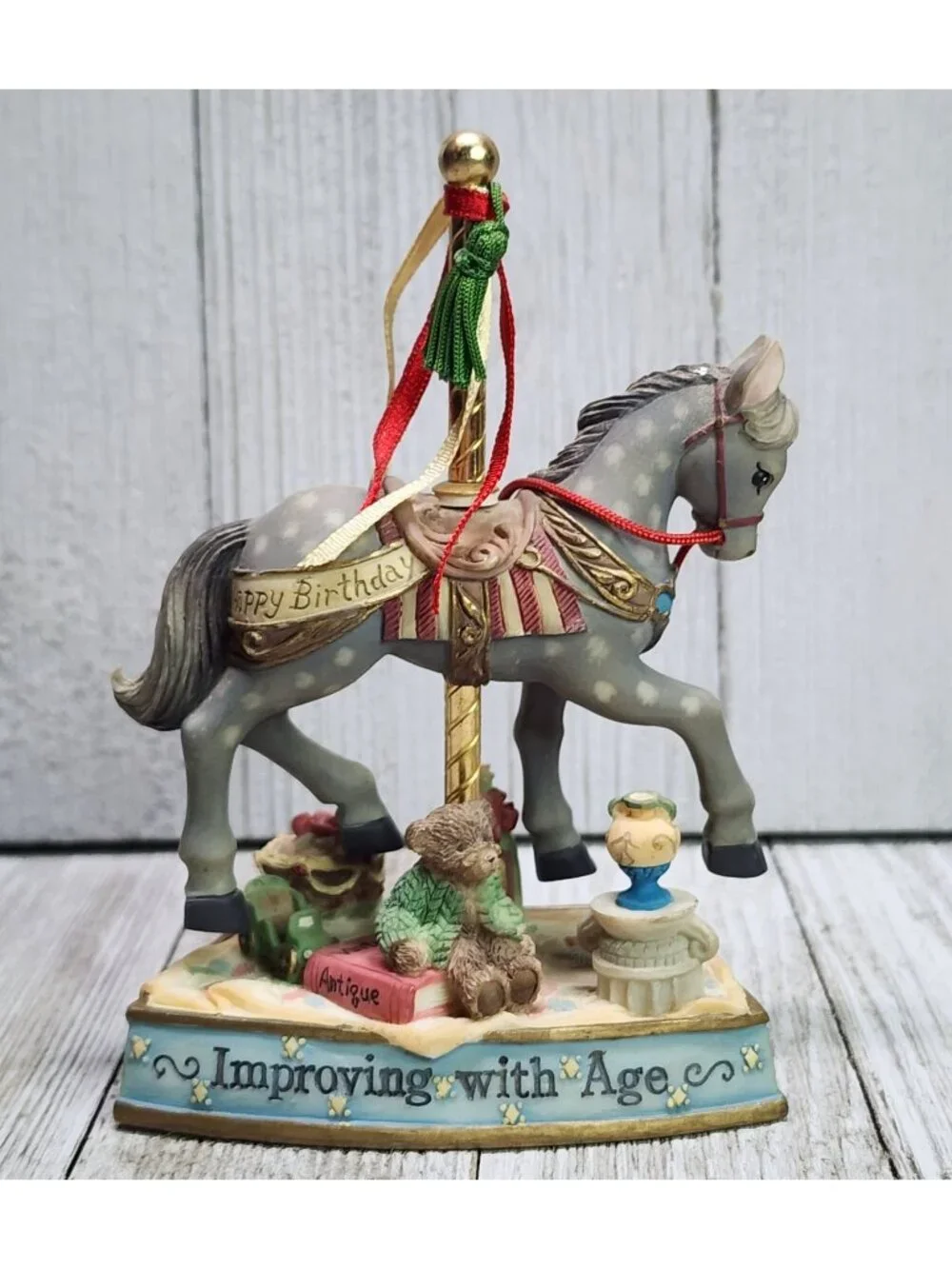 Vintage Enesco Heritage House Carousel Horse Statue 1999 Country Fair Collection